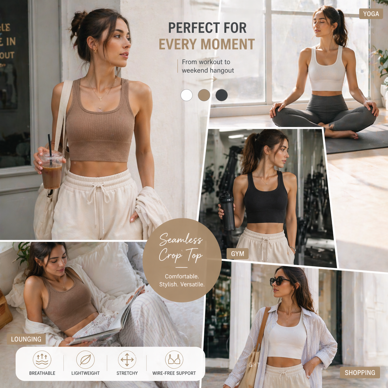 Women Seamless Ribbed Crop Top - T Shirt Bra Seamless recensie en prijs