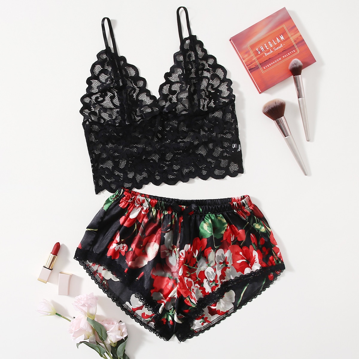 Floral Lace Pajama Set for Wom - Lace Bralette Set recensie en prijs