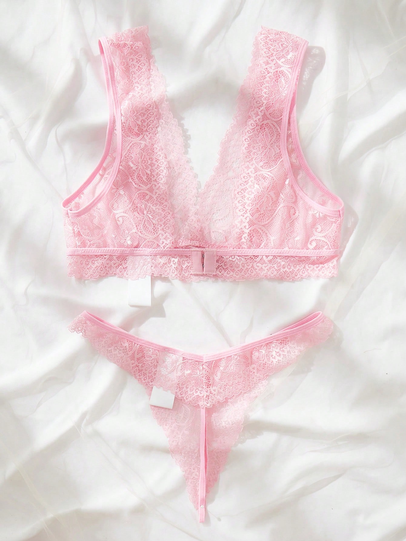 Pink Lace Lingerie Set Sheer F - Lace Bralette Set recensie en prijs