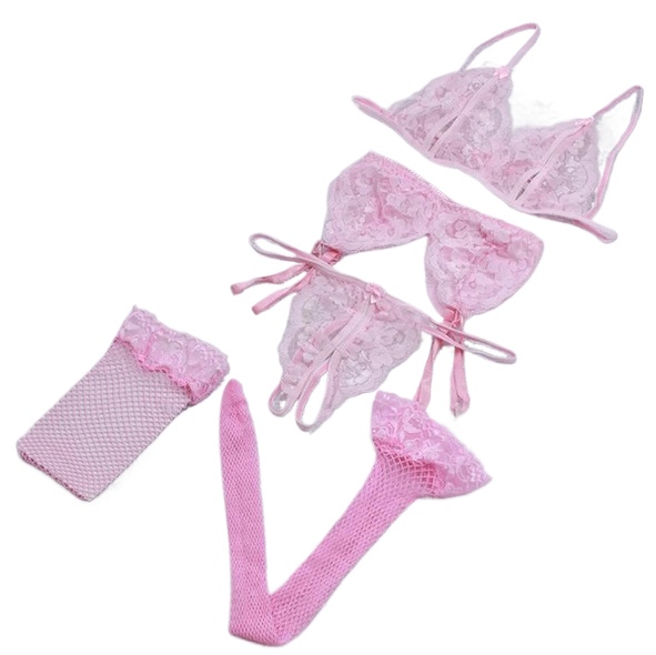 Lace Women Lingerie Set 4 Pcs  - Sheer Mesh Bra recensie en prijs
